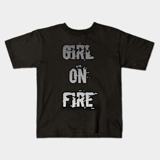 Girls on fire empowered women ripped gray Kids T-Shirt